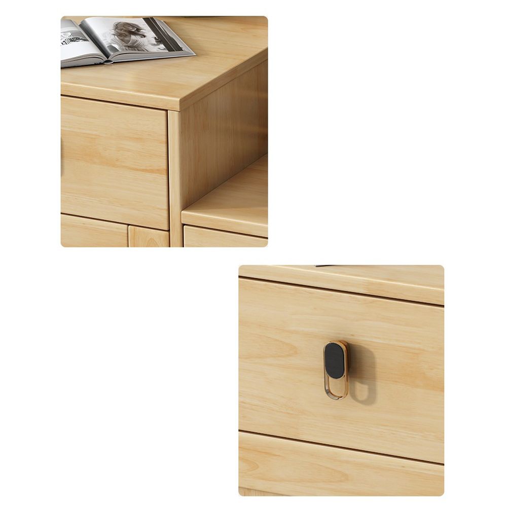 Rubberwood Vanity Set with Stool and Mirror Scandinavian Drawers Dresser Clearhalo 'Bedroom Furniture' 'furn' 'furn_makeup_vanities' 'Furniture' 'Makeup Vanities' 'makeup_vanities' 1200x1200_58827070-94cc-45aa-9822-c124c3f9035c