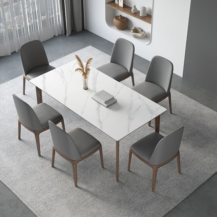 Sintered Stone Rectangle White Table Kitchen Table with Wooden Base and 4 Legs Clearhalo ' dining_table' 'Dining Tables & Seating' 'Dining Tables' 'furn' 'furn_dining_table' 'Furniture' 'furniture_dining_table' 'Kitchen & Dining Furniture' 'kitchen&dining_furn' 'kitchen' 'kitchen_dining_table' 1200x1200_58830d5d-a223-46e5-8467-70bdeac3dfc1