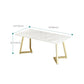 Glam Style Table Faux Marble Rectangle Table with Metal Legs for Home Use Clearhalo 'Dining Tables & Seating' 'Dining Tables' 'dining_table' 'furn' 'furn_dining_table' 'Furniture' 'Kitchen & Dining Furniture' 1200x1200_58848618-2d92-4620-982e-e7b5064a7259