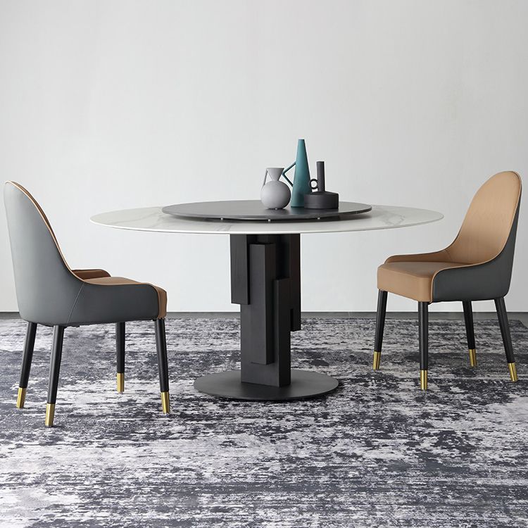 Modern 1/3/4/7 Pieces Dinette Set with White Sintered Stone Top Round Dining Table Set Clearhalo 'Dining Room Sets' 'Dining Tables & Seating' 'dining_room_set' 'furn' 'furn_dining_room_set' 'Furniture' 'furniture_dining_room_set' 'Kitchen & Dining Furniture' 1200x1200_58853f83-8cc7-4ca0-9717-d8160ed1b276