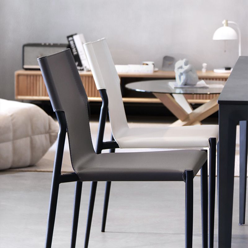 Faux Leather and Metal Dining Room Chair Contemporary Side Chair Clearhalo 'Dining Chairs' 'Dining Tables & Seating' 'dining_chair' 'furn' 'furn_dining_chair' 'Furniture' 'Kitchen & Dining Furniture' 1200x1200_588908e9-93f1-4102-a75d-9596b895c109