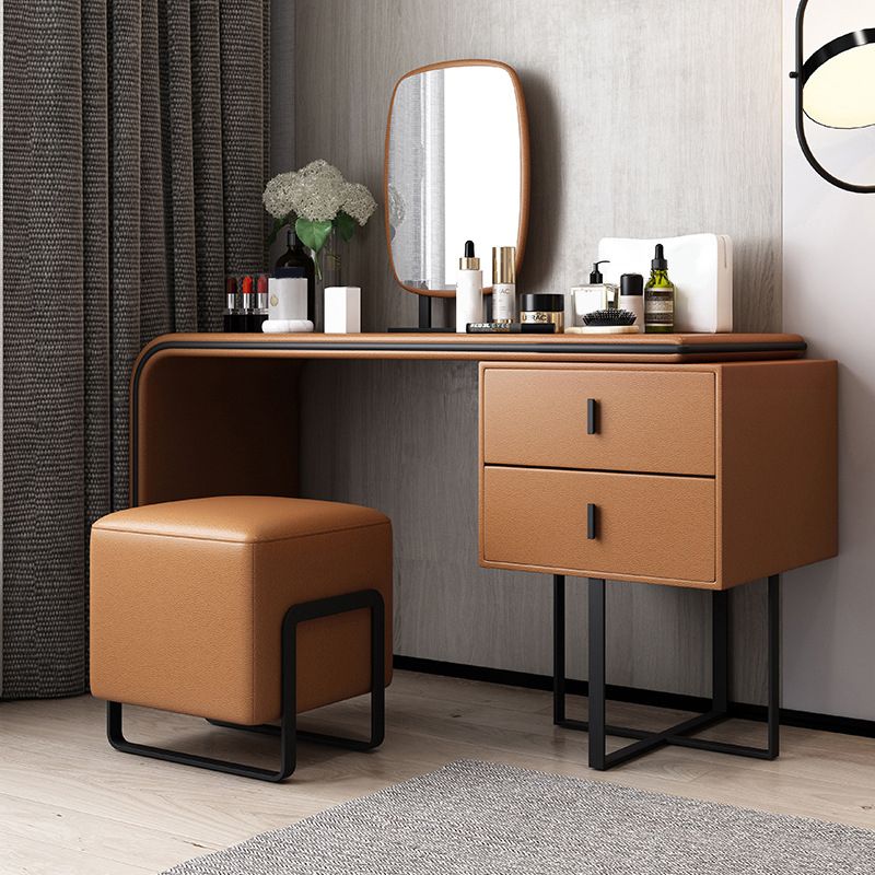Vanity Mirrored Faux Leather Makeup Dressing Table Stool Set, 28.74" Clearhalo 'Bedroom Furniture' 'furn' 'furn_makeup_vanities' 'Furniture' 'Makeup Vanities' 'makeup_vanities' 1200x1200_5889ceab-aeb0-4fa6-9a05-56018cea1826
