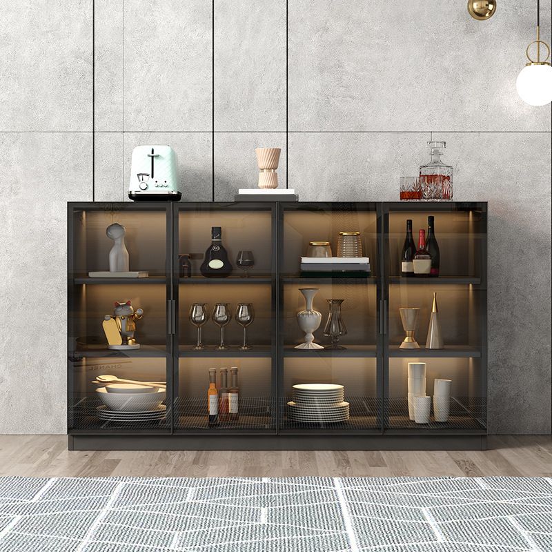 Contemporary Style Sideboard Wood Glass Doors Side Board with Cabinets Clearhalo 'buffet_sideboard' 'Buffets & Sideboards' 'furn' 'furn_buffet_sideboard' 'Furniture' 'Kitchen & Dining Furniture' 1200x1200_588d5d99-4e6a-48b0-9975-67aa91fbb0f9