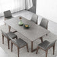 Mid-Century Modern Dining Table Gray Sintered Stone Dining Table with Wood Base Clearhalo ' dining_table' 'Dining Tables & Seating' 'Dining Tables' 'furn' 'furn_dining_table' 'Furniture' 'furniture_dining_table' 'Kitchen & Dining Furniture' 'kitchen&dining_furn' 'kitchen' 'kitchen_dining_table' 1200x1200_588db966-41c0-4fbd-b42c-ae4d151c57ae