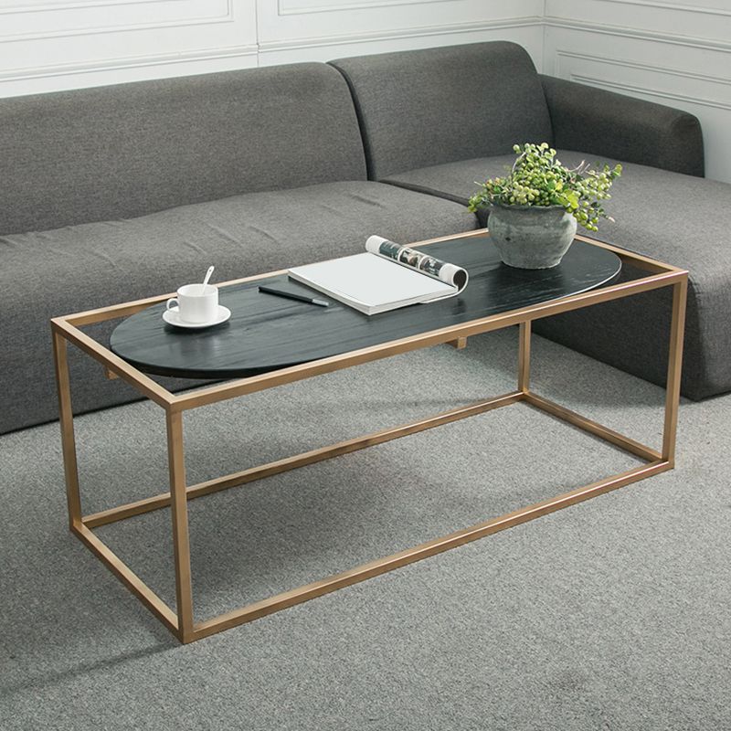 Solid Wood Rectangular Coffee Table Contemporary 1 Single Iron Frame Cocktail Table Clearhalo 'Coffee & Accent Tables' 'Coffee Tables' 'coffee_tables' 'furn' 'furn_coffee_tables' 'Furniture' 'Living Room Furniture' 1200x1200_589324ca-4ca8-441a-86eb-1021d0267147