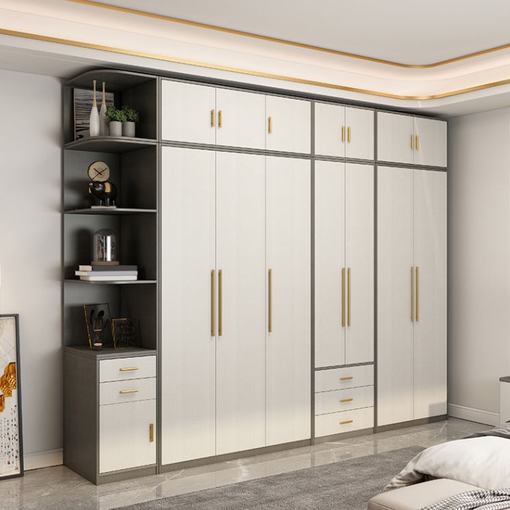 Contemporary Storage Cabinet Hinged Wardrobe Cabinet with Self Close Drawers Clearhalo 'Armoires & Wardrobes' 'armoires_wardrobes' 'Bedroom Furniture' 'furn' 'furn_armoires_wardrobes' 'Furniture' 1200x1200_58934691-ba2e-491d-99c4-3f365d0b78d3