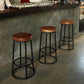 Industrial Round Bar Stools Solid Wood Black Footrest Counter Stool for Shop