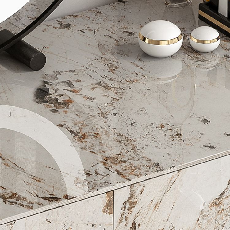 Stone Top -Schminktischhocker schwarze Eitelkeit mit Holzschubladen