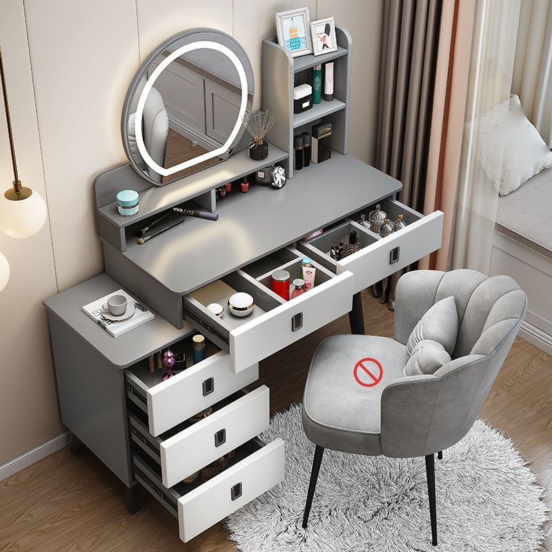 14.56" Wide Vanity Table with 5 Storage Drawer Makeup Table with Mirror