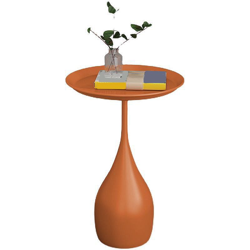 Tavolino rotondo a base di base in metallo in metallo moderno e tavolo top laterale