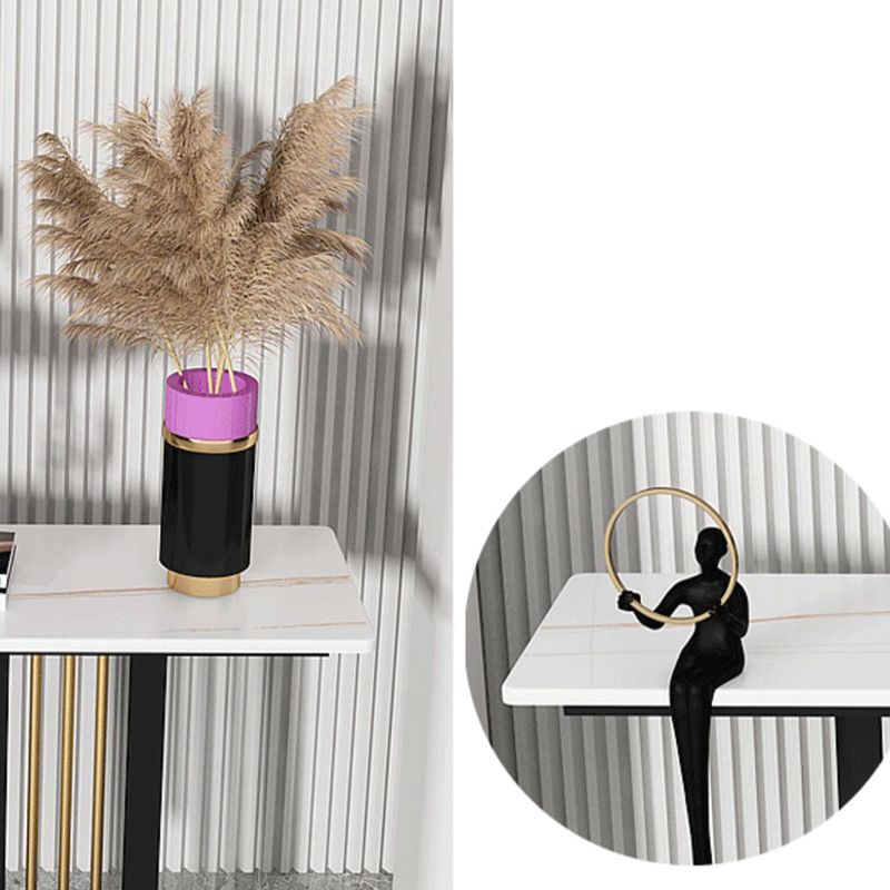 Rectangle Shape Contemporary Console Table Stone Sofa Table in White