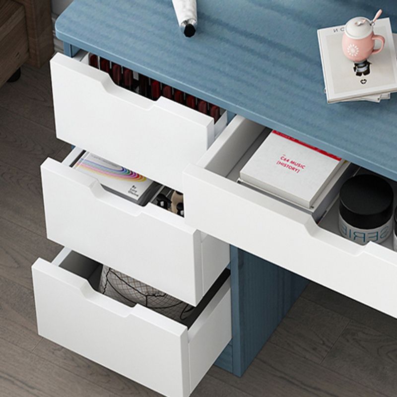 Vanity in legno con cassetti e mensole tavolo da trucco vanità con specchio