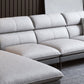 Contemporary Faux Leather Square Arm Sofa Sewn Pillow Back Sfa