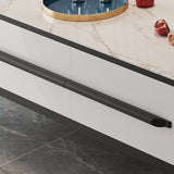 Slate Top 4 Legs Coffee Table with Storage Drawers Contemporary White