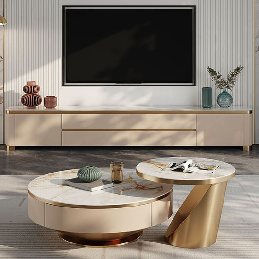 Console di supporto di archiviazione chiusa con console moderna dei media con cassetti