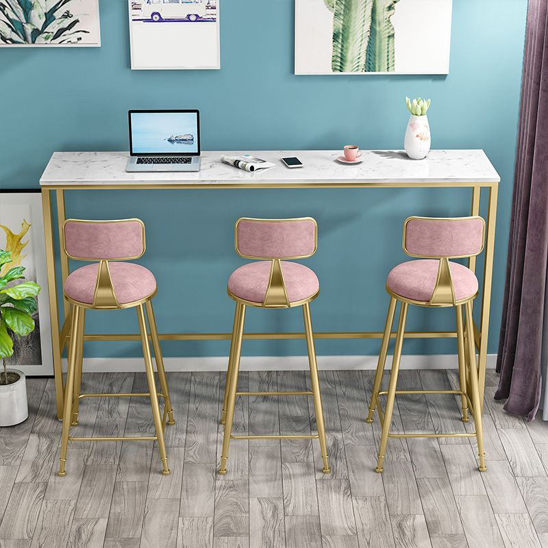 Round Bar Stools Industrial Dining Stools with Gold Metal Base Clearhalo 'Bar Furniture' 'Bar Stools' 'bar_stools' 'furn' 'furn_bar_stools' 'Furniture' 'Kitchen & Dining Furniture' 1200x1200_589a83d8-18ef-486b-badc-1039f5190299