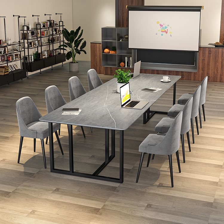 Stone Double Pedestal Table Industrial Dining Table Rectangle for Kitchen Home Clearhalo ' dining_table' 'Dining Tables & Seating' 'Dining Tables' 'furn' 'furn_dining_table' 'Furniture' 'furniture_dining_table' 'Kitchen & Dining Furniture' 'kitchen&dining_furn' 'kitchen' 'kitchen_dining_table' 1200x1200_589b12ad-0521-4f33-8c04-22959bfd9415