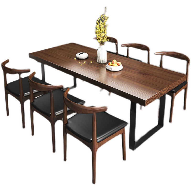 Set di tavoli da pranzo rettangolare industriale 1/4/5/7 PC Dinette in legno marrone