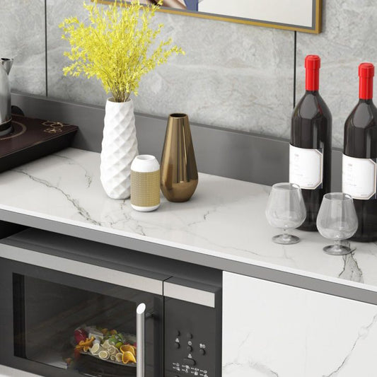 Modern Style Stone Buffet Sideboard Dining Room 38.5"H Buffet Server Clearhalo 'buffet_sideboard' 'Buffets & Sideboards' 'furn' 'furn_buffet_sideboard' 'Furniture' 'Kitchen & Dining Furniture' 1200x1200_589e36a1-3b37-41d7-a7bd-4e33a9385636