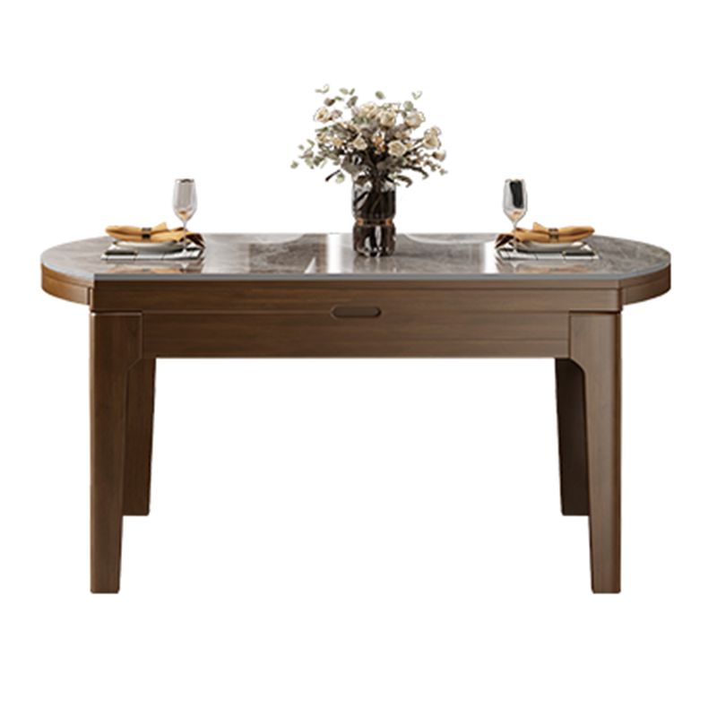 Sintered Stone Dining Table Round Dinner Table with Rubberwood Frame for Dining Room