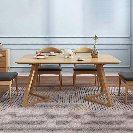 Rubberwood Solid Wood Dining Table Rectangle Table for Home Kitchen