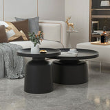 Black/White Pedestal Coffee Table Modern Marble Cocktail Table  for Room