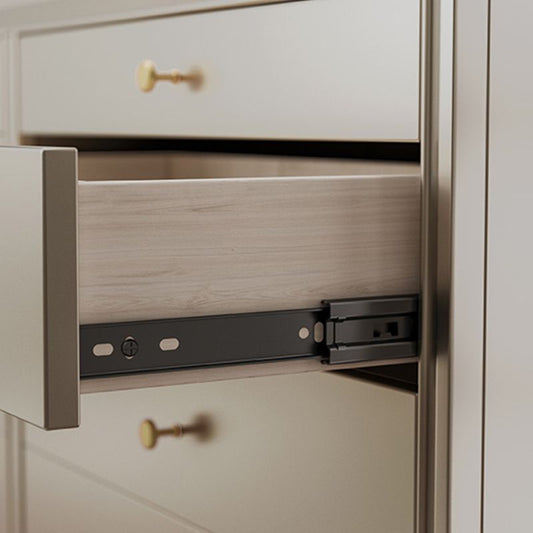 Contemporary Horizontal Double Dresser White/Silver Dresser with Storage for Home