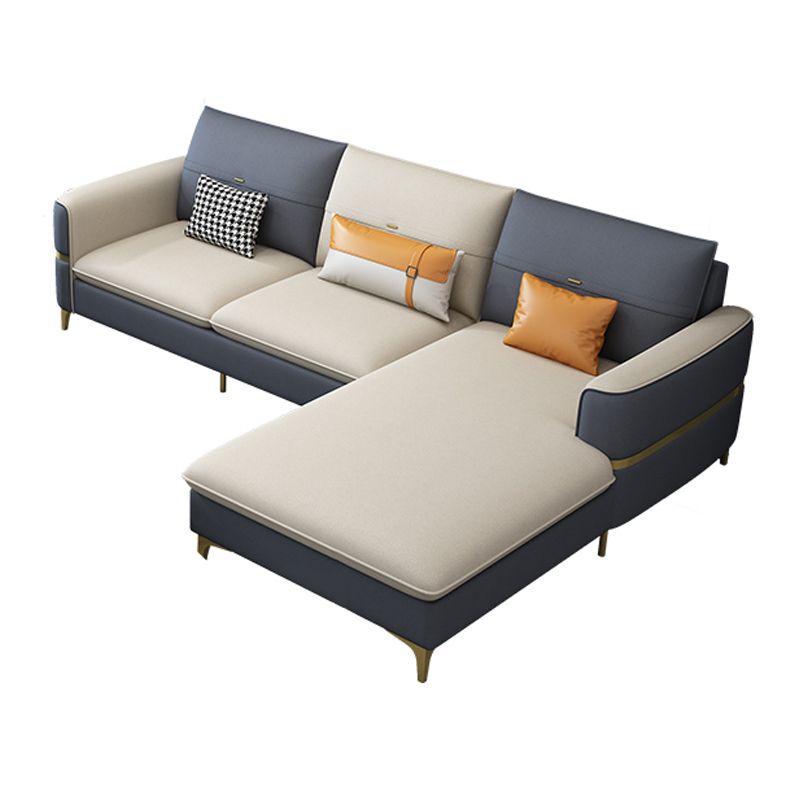 Sofá de brazo cuadrado de cuero de forma escandinava con 2 almohadas