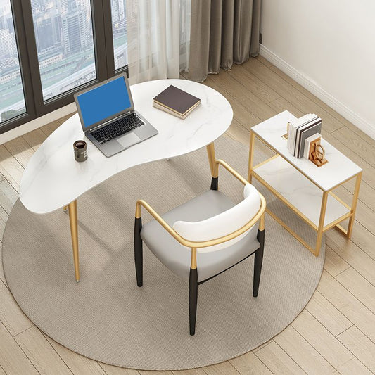 Irregular Shaped Office Conference Table Stone Writing Desk in White Clearhalo 'furn' 'furn_office_desk' 'Furniture' 'Office Desks' 'Office Furniture' 'office_desk' 1200x1200_58a68ab5-7587-4747-9f95-600e4166b47c