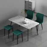 Elegante ottomano in finto ottomano a colori solidi resistenti a sgabello quadrato