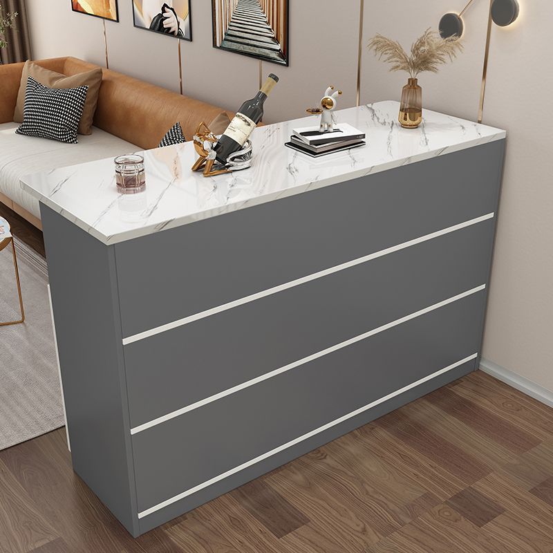Modern Rectangle White Top Bar Dining Table with Storage for Living Room
