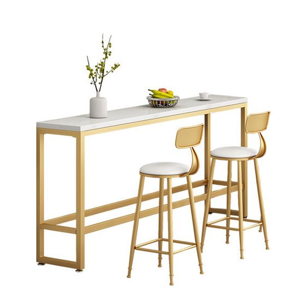 Rectangle Bar Dining Table Contemporary Bar Table with Trestle Base in Gold