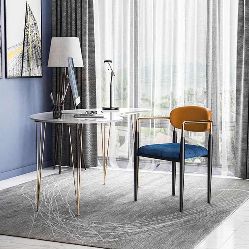 Glam White Curbe Writing Desk Home bureau avec des jambes en métal
