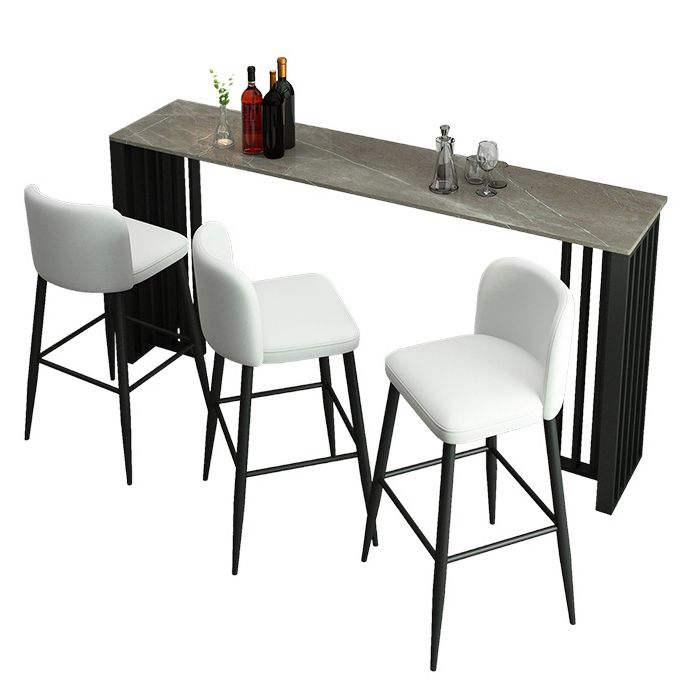 Rectangle Stone Bar Dining Table Contemporary Bar Table with Double Pedestal Base Clearhalo 'Bar Furniture' 'Bar Tables' 'bar_tables' 'Furniture' 'furniture_bar_tables' 'Kitchen & Dining Furniture' 1200x1200_58ad9849-d514-423f-807b-44ce13cb3c4b