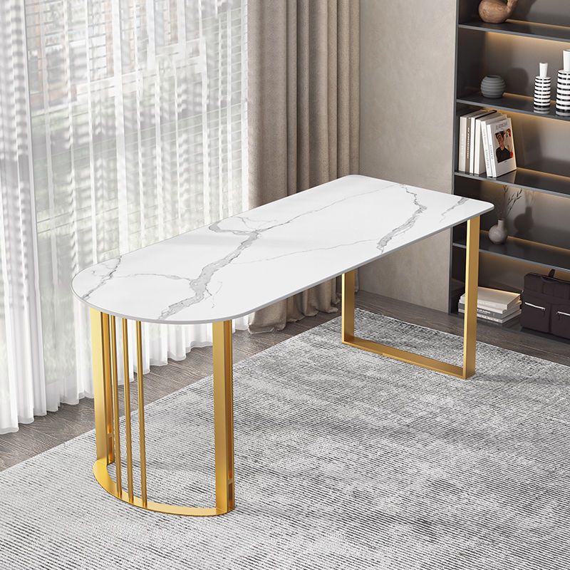 Bureau de bureau Glam Stone 29.53 pouces de haut avec base en métal