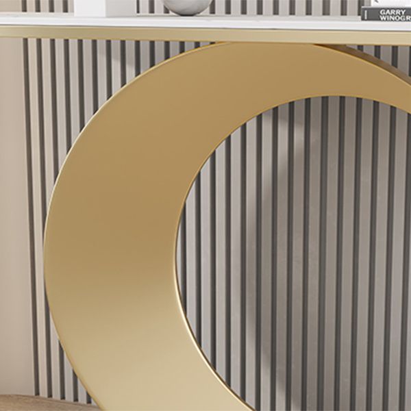 31.5 "H Glam Mal Half Moon Consola Acento de acento Tabla de consola de acabado antiguo