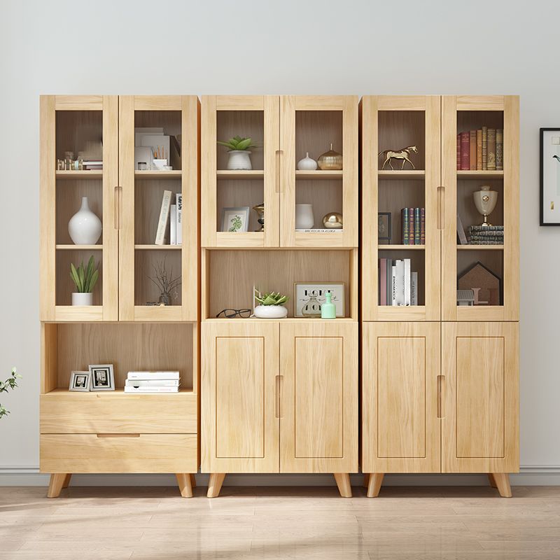 Scandinavian Solid Wood Bookcase Natural Closed Back Bookshelf with Door Clearhalo 'Bookcases' 'furn' 'furn_bookcases' 'Furniture' 'furniture_bookcases' 'Office Furniture' 1200x1200_58b3bf0e-1319-4b5c-879d-edc5a71bdece