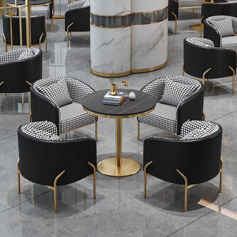 Traditional Luxury Round Dining Table Black Stone Top Table for Home
