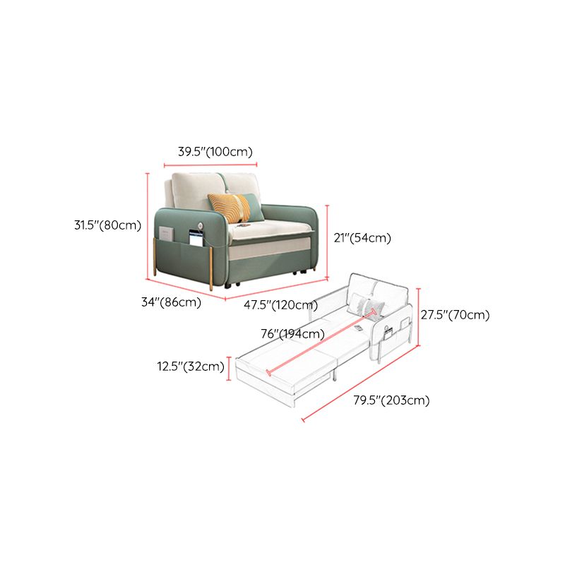 33"H Glam Futon Sofa Bed Futon White Cushion Back Sleeper Sofa with Storage