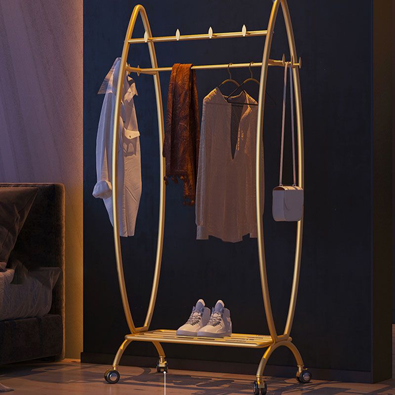 Glam Coat Rack Metal 2 Soporte de estantería de almacenamiento de riel colgante con 4 ganchos