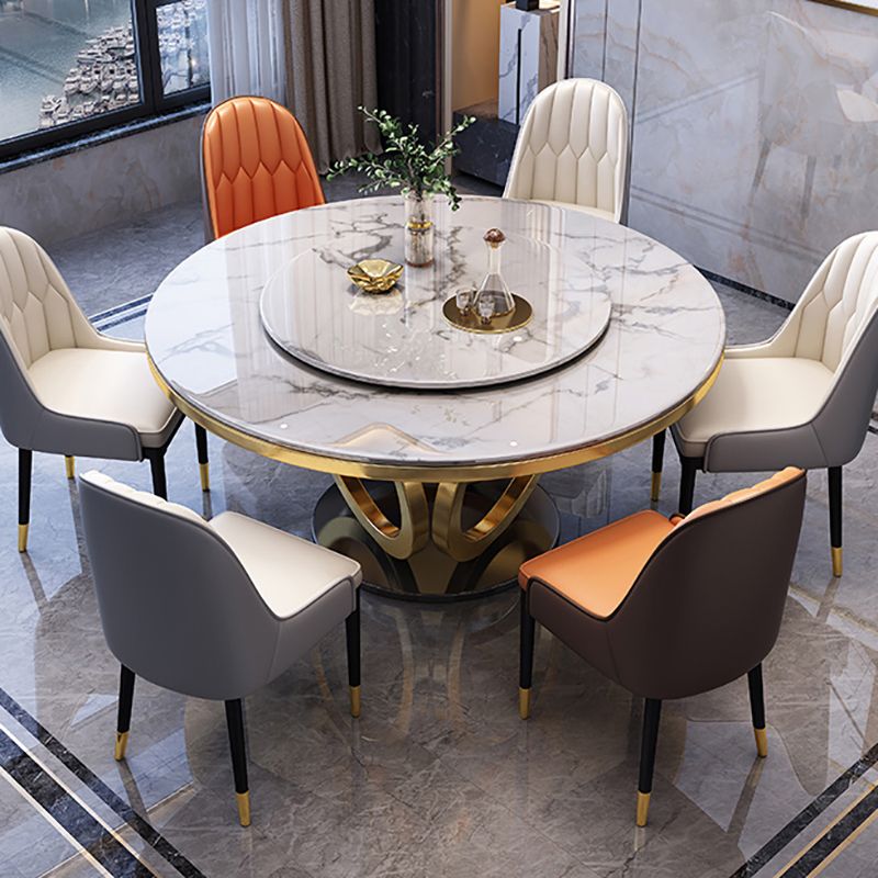 Nordic Glam Dining Round Table Dining Sintered Stone Table for Restaurant with Metal Legs Clearhalo 'Dining Tables & Seating' 'Dining Tables' 'dining_table' 'furn' 'furn_dining_table' 'Furniture' 'furniture_dining_table' 'Kitchen & Dining Furniture' 'kitchen' 'kitchen_dining_table' 1200x1200_58b53cec-61c2-433c-a80d-274871ddad9e