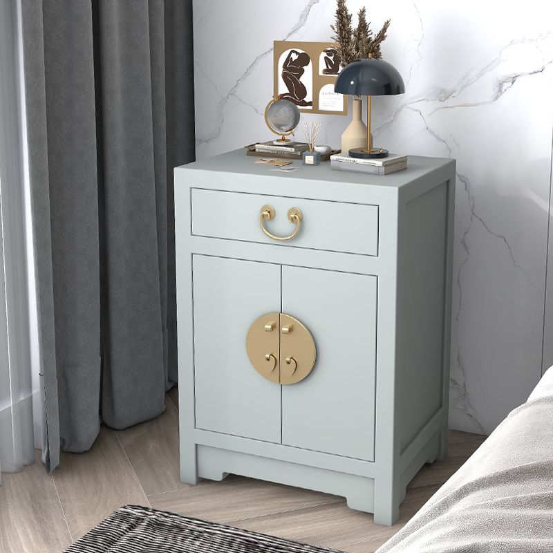 Nightand en bois massif avec armoire 27,5 "de haut 1 - Terre-table de tiroir