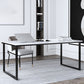 Stone Modern Rectangular Writing Desk Home Office Bureau avec des jambes en métal