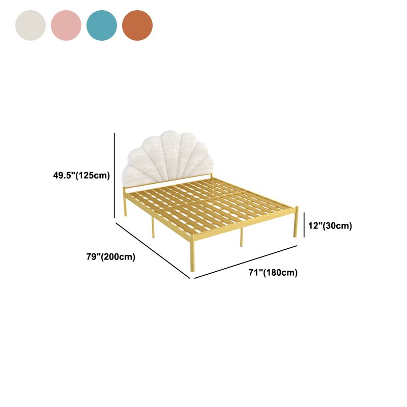 Metall -Panel -Standardbett mit Glamstil -Panel mit gewölktem Kopfteil für Schlafzimmer