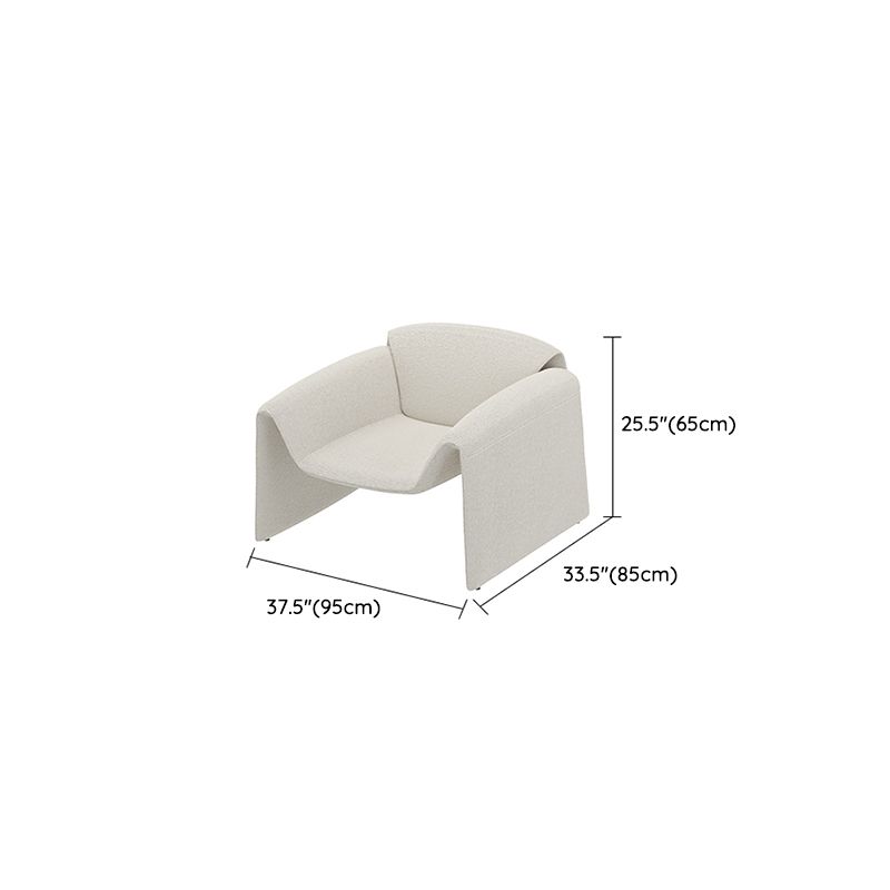 White Wool Curved Sofa Nordic 39.4" D Armless Sofa with Pillows
