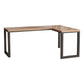 Industrial L-Shape Office Desk Natural Solid Wood Writing Desk for Home