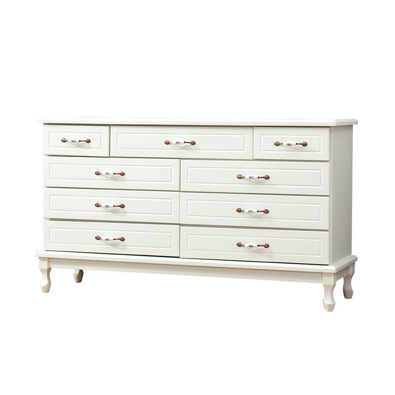 Modern Wooden Accent Chest with 9 Drawers with Cabriole Legs Chest