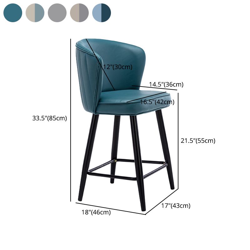 Contemporary Metal Upholstered Barstool Indoor Bar Stool with Iron Legs and Low Back Clearhalo 'Bar Furniture' 'Bar Stools' 'bar_stools' 'furn' 'furn_bar_stools' 'furniture_bar_stools' 'Kitchen & Dining Furniture' 'kitchen&dining_furn' 'kitchen' 'kitchen_furn' Furniture' 1200x1200_58bedbdd-6e3b-4455-a0d8-8949f49b496a