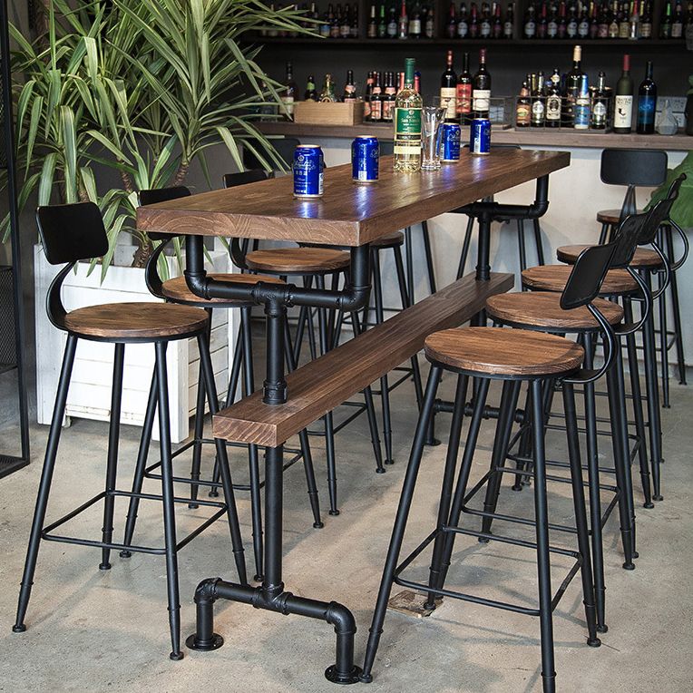 Industrial Style Brown Bar Table Solid Wood Milk Tea Shop Casual Bar Table Clearhalo 'Bar Furniture' 'Bar Tables' 'bar_tables' 'furn' 'furn_bar_tables' 'Furniture' 'furniture_bar_tables' 'Kitchen & Dining Furniture' 1200x1200_58c31d09-9467-4b4c-bb1d-15d141973fb1