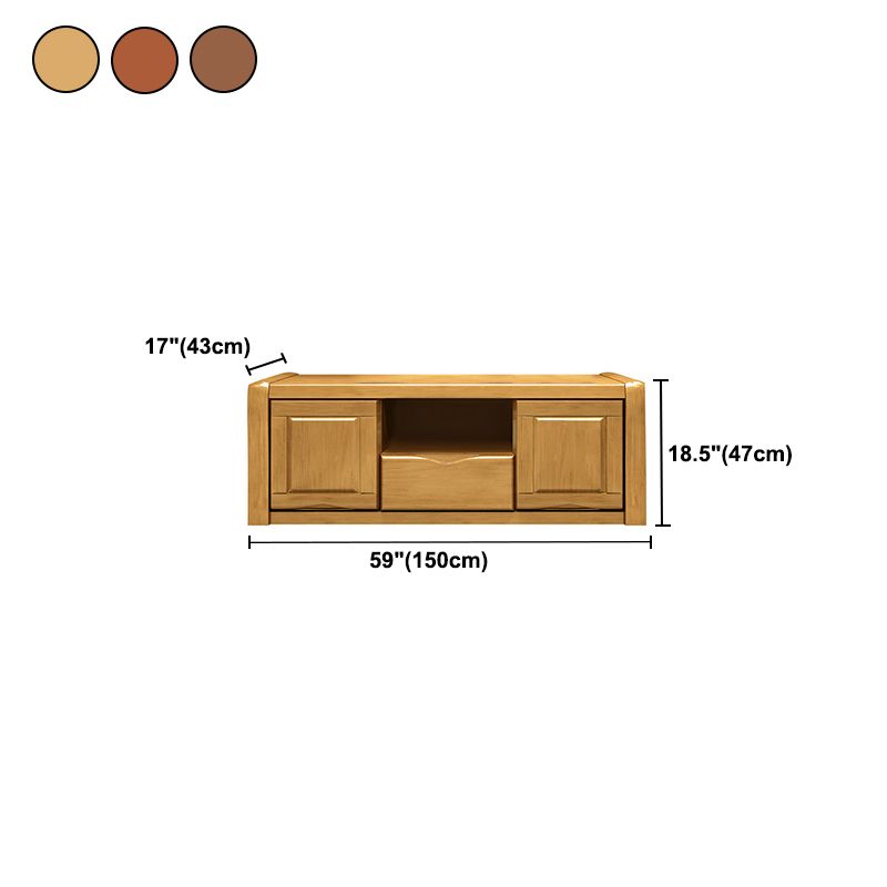 Consola de TV de almacenamiento abierta moderna soporte de televisión de madera maciza con cajones y puertas, 17 "D x 18.5" H